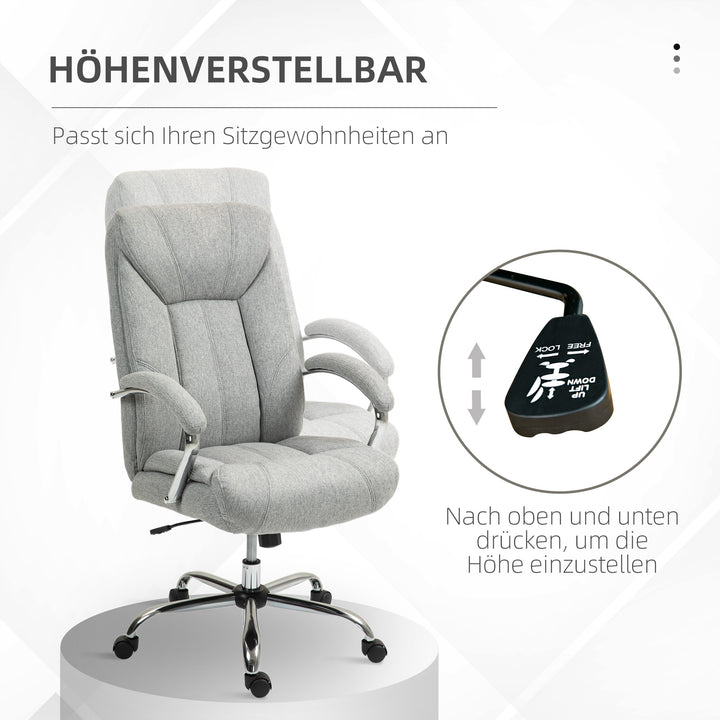 Ergonomisk kontorstol, høj ryg, åndbart betræk, justerbar højde, grå