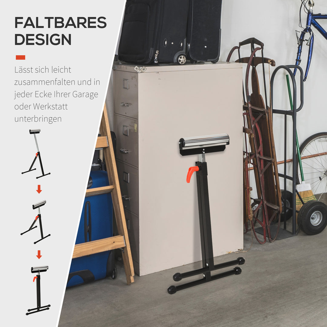 Rullestativ, rullestøtte, højdejusterbart arbejdsstativ, rullestativ, hjælpestativ, støttestativ, op til 90 kg, metal, sort, 44 x 50 x 68-110 cm