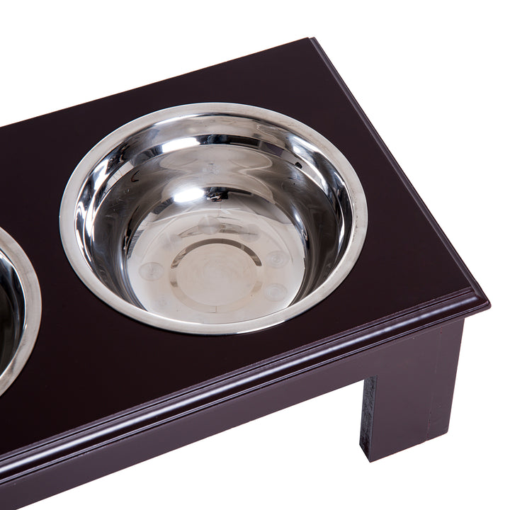 Hundeskål til hævet hund, madskål med 2 skåle, vandskål, 2 x 900ml skåle i rustfrit stål, foderskål, foderstation, hundeskåle til små hunde og katte, espresso