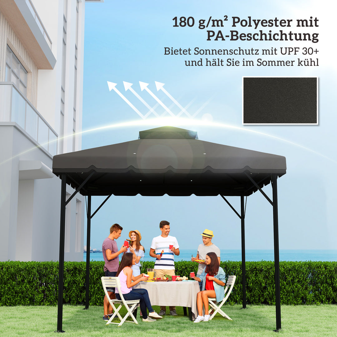 Udskiftningstag til 3x3m pavillon, vandafvisende, dobbelttag pavillontag med drænhuller, lysegrå