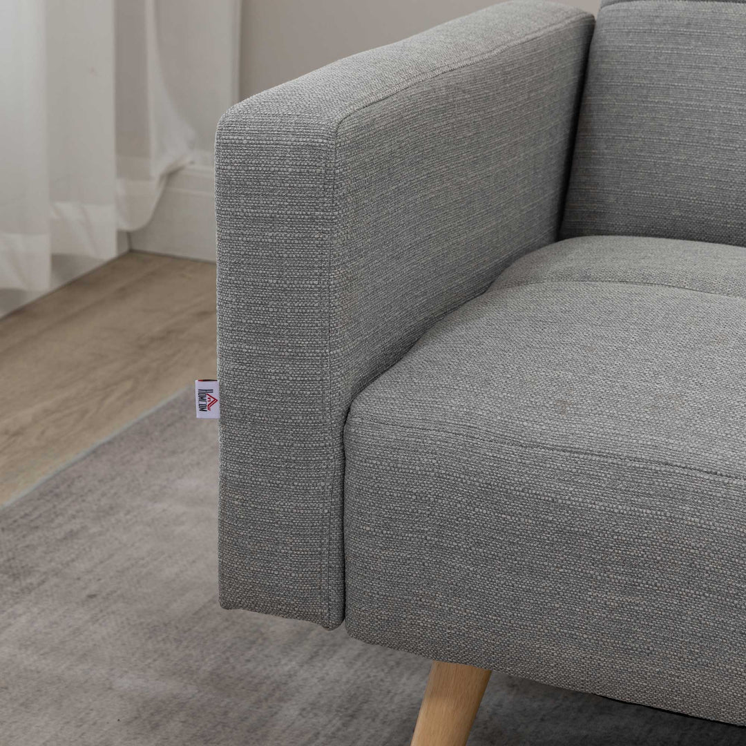 2-i-1 sovesofa 205 x 88 cm sofa med sengefunktion, sofa med siddehynder, hørlook grå