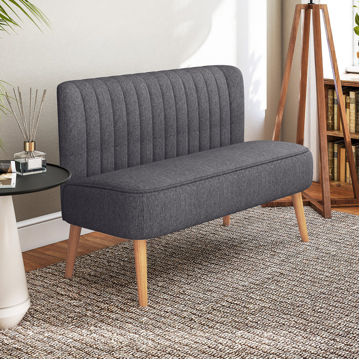 2-personers sofa, blød polstring, letplejeligt betræk, op til 220 kg, 117 x 56,5 x 77 cm, mørkegrå