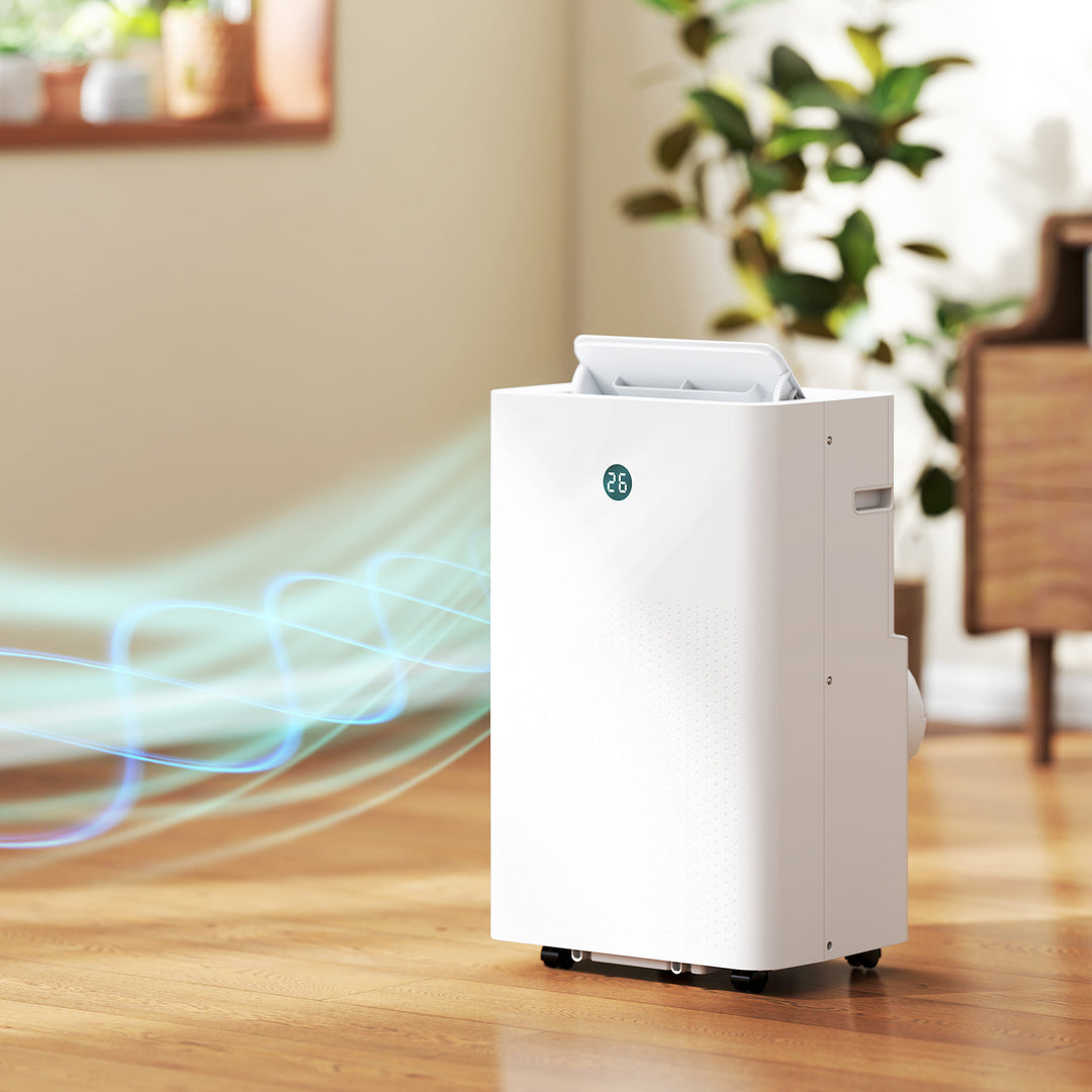 Bærbart klimaanlæg med 12.000 BTU, 4-i-1 klimaanlæg med WiFi og stemmestyring, køling, affugter, ventilator, dvaletilstand