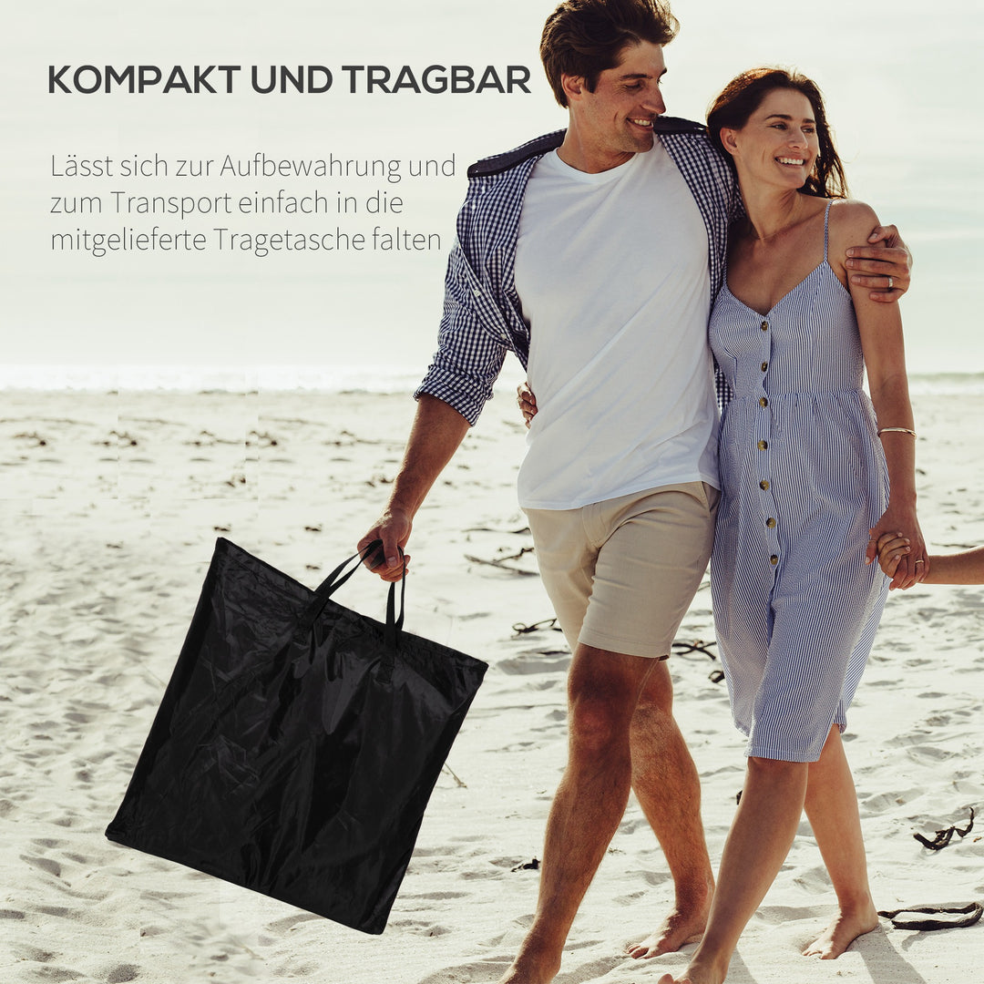 Strandstol, solseng, havestol, foldbar, justerbar ryglæn, sidelomme, 48 cm x 134 cm x 33-43 cm, sort