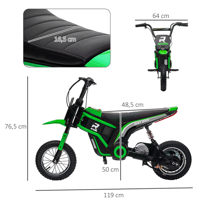 Elektrisk børnemotorcykel, 24v motor, justerbar hastighed, musik og lys, grøn