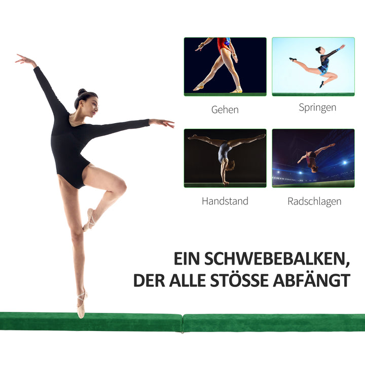 Sammenklappelig balancebom, skridsikker, ruskindsbetræk, robust træ, 210 x 10 x 6,5 cm, blå