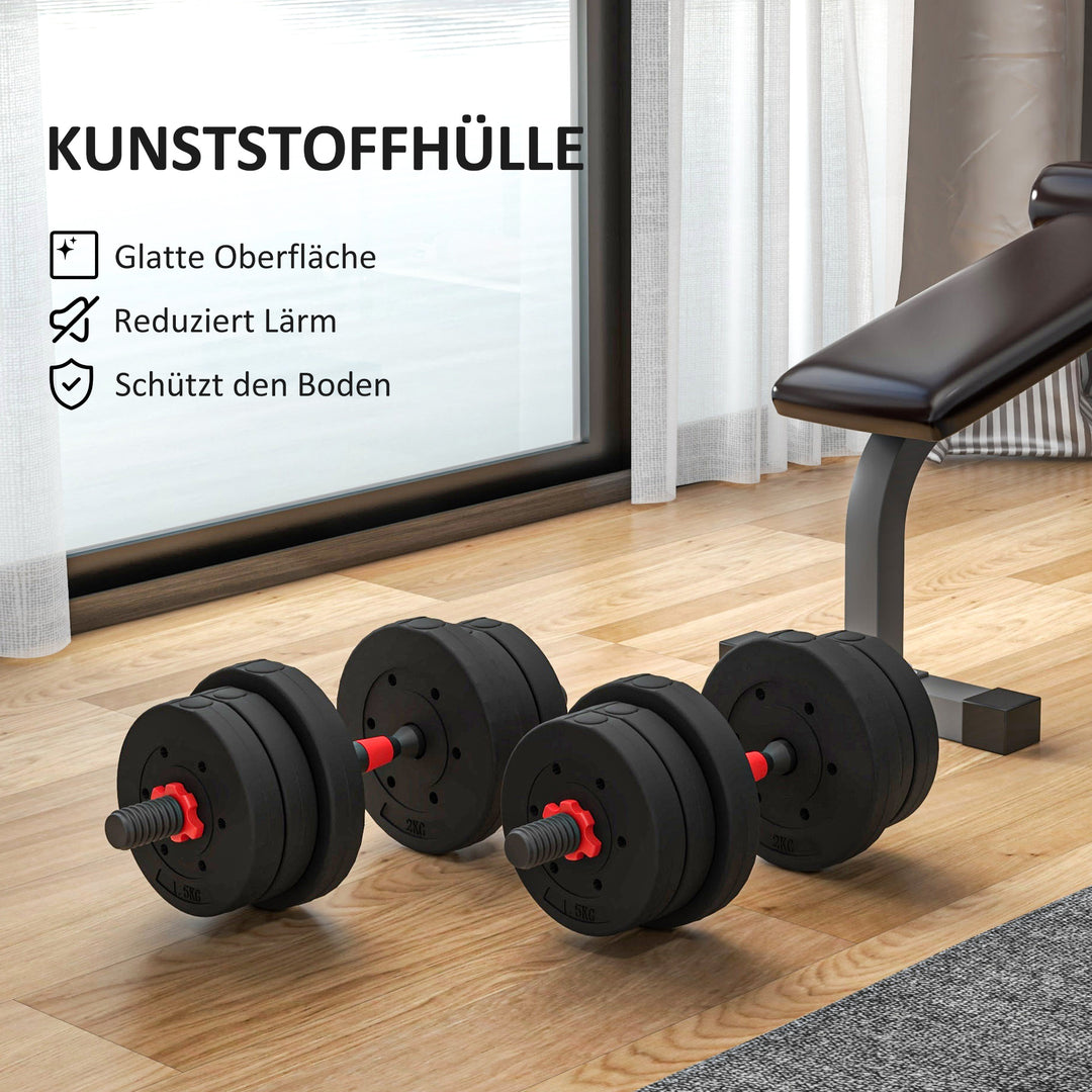 2 I 1 håndvægtsæt 20 kg justerbar håndvægt og vægtstang professionel håndvægt styrketræning sort