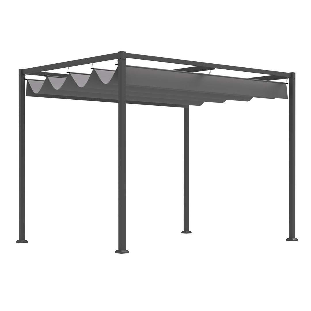 Pergola 3x2m havepavillon, metalterrassetag, havepavillon med justerbart tag, fritstående, solbeskyttelse til terrasse og have, grå