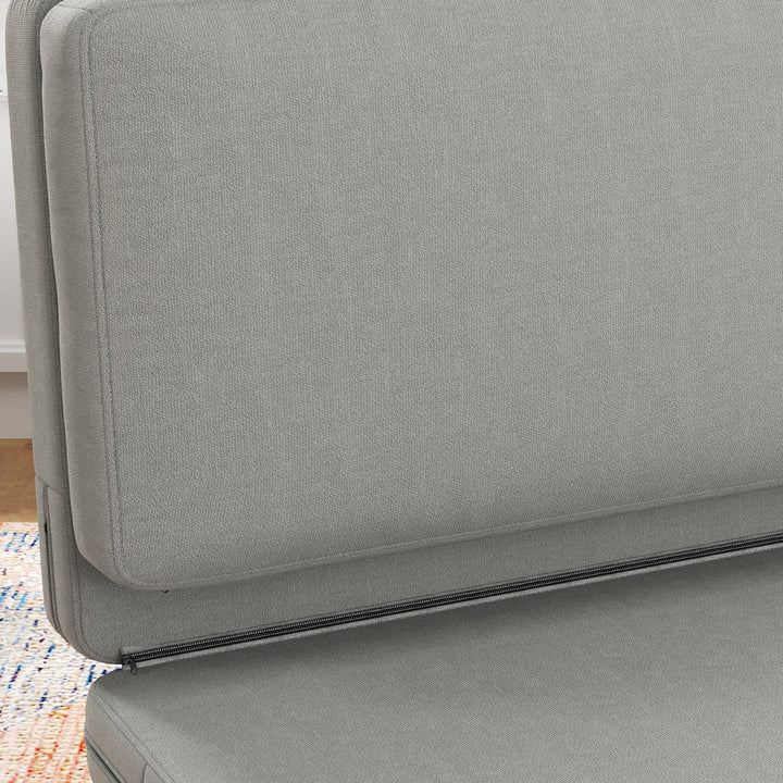 2-I-1 foldbar lænestol med gæstemadras, delbar, 120 cm bred, lysegrå