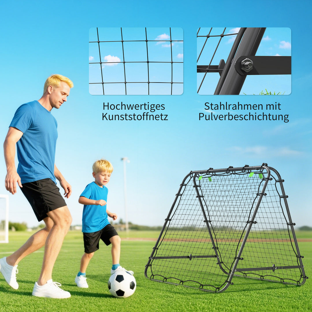 Fodboldmål, justerbart, foldbart, metalramme, 100 x 95 cm, sort