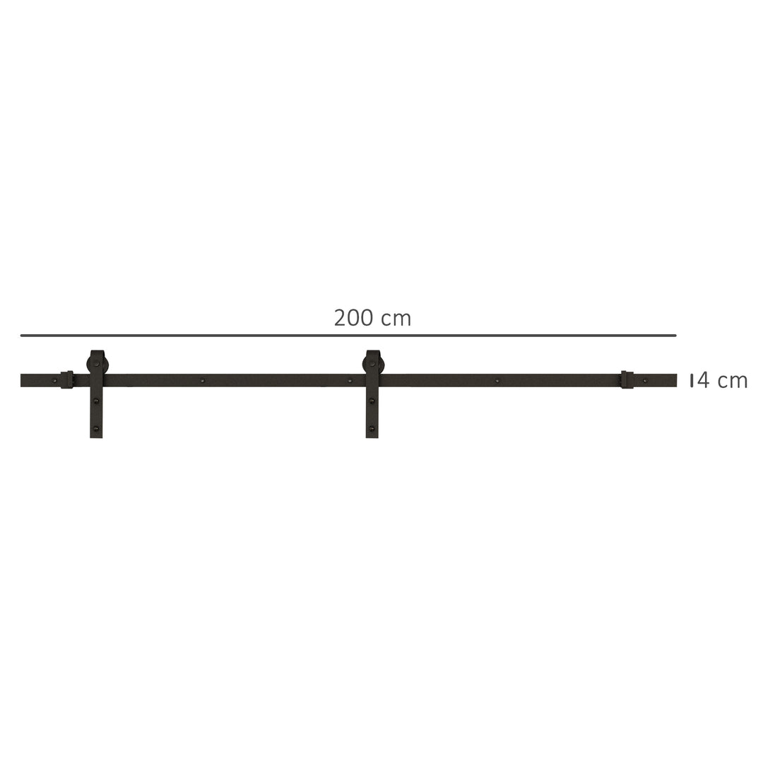Skydedørsskinnesæt, maks. 100 kg lasteevne, metal, sort, 2 m, sort