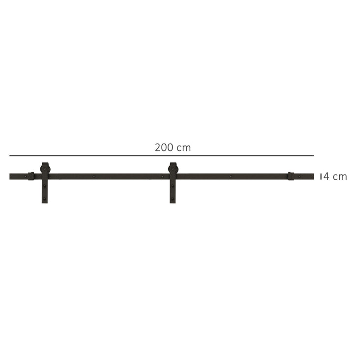 Skydedørsskinnesæt, maks. 100 kg lasteevne, metal, sort, 2 m, sort