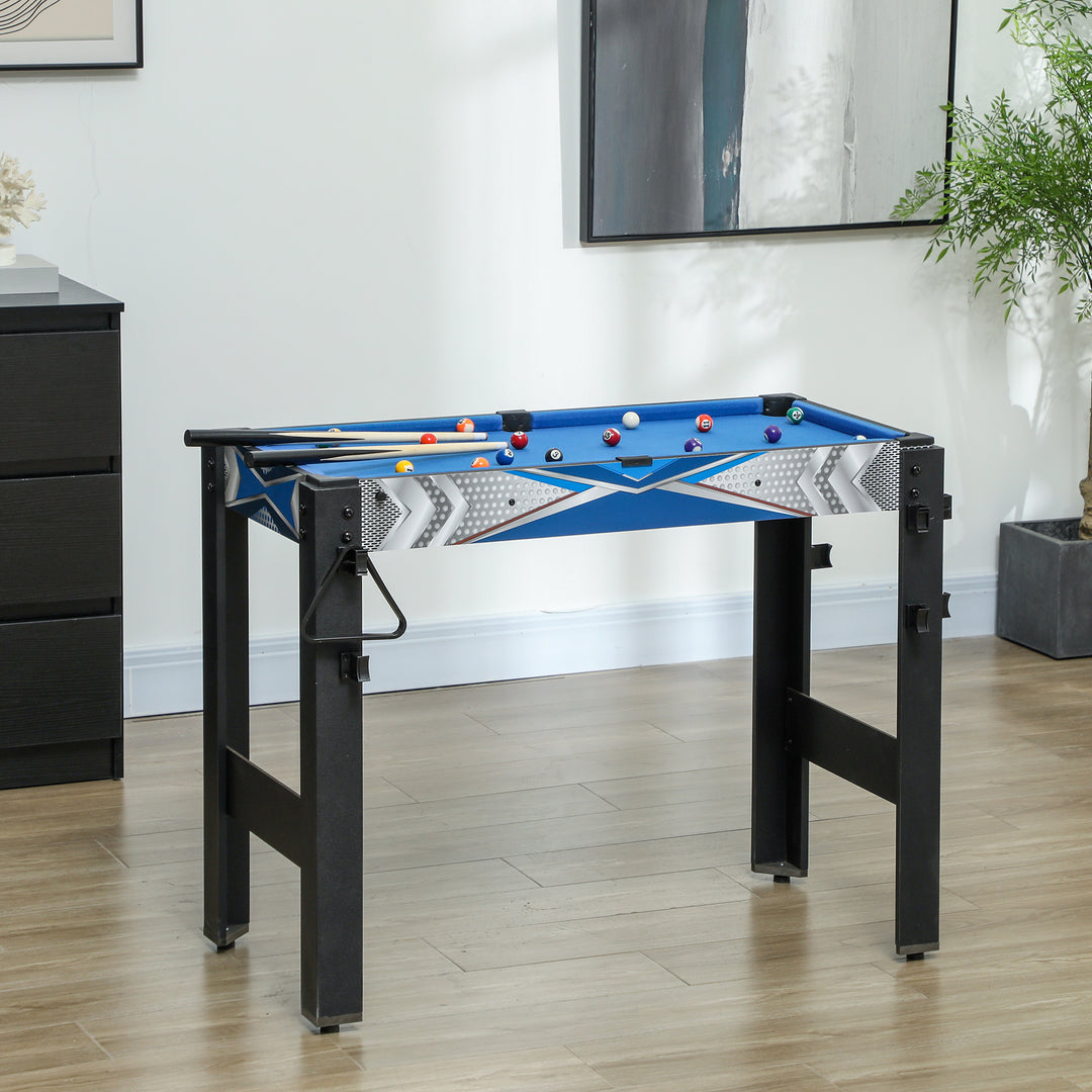 Sportnow 5-i-1 spillebord, billard, bordtennis, hockey, basketball, bueskydning, tilbehør inkluderet, mdf, plastik, blå
