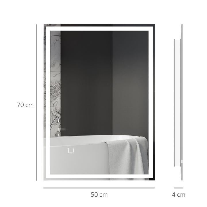 Badeværelsesspejl, vægspejl med LED'er og touch-afbryder, hvid
