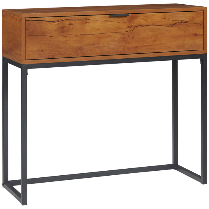 Konsolbord i industrielt design, sidebord, skænk, 1 skuffe, brun + sort