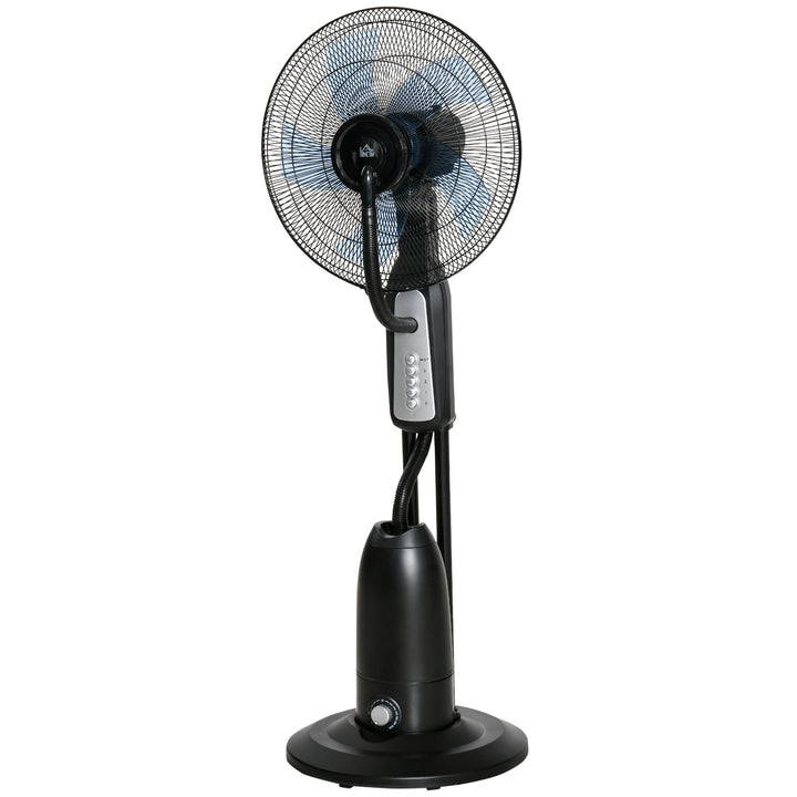 Ventilator med dugfunktion, 3-liters tank, 75 grader roterbar, 3 hastigheder, mobil, 125 cm, sort