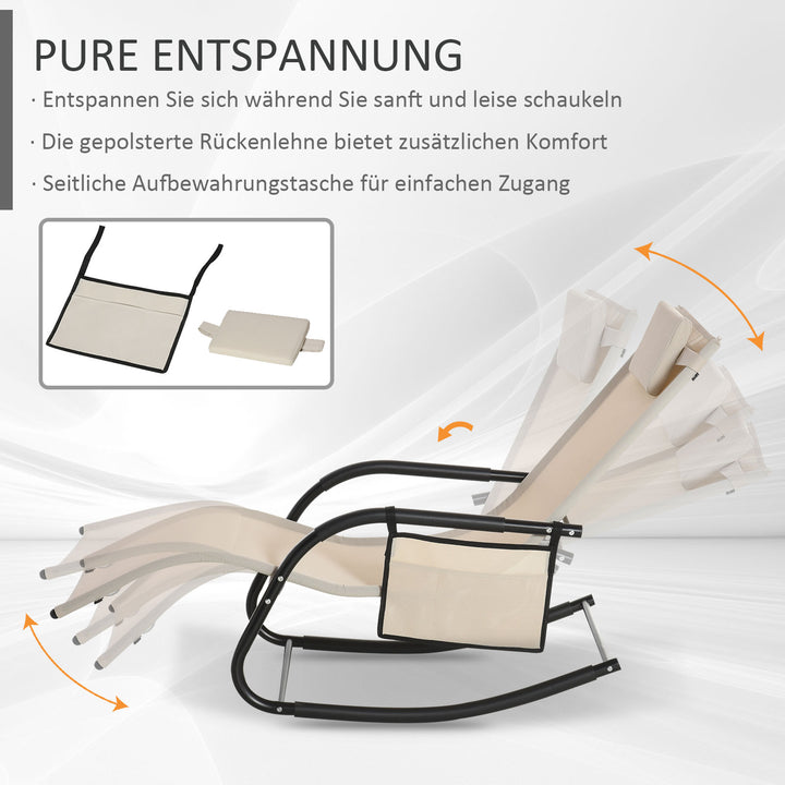 Gyngestol, gyngestol, havestol, gyngestol, metalnet, beige, 150 x 62 x 88 cm