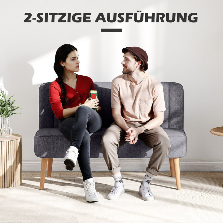 2-personers sofa, blød polstring, letplejeligt betræk, op til 220 kg, 117 x 56,5 x 77 cm, mørkegrå