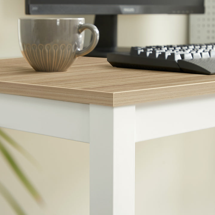 TESSA Bordsæt 120 cm x 60 cm - eg / hvide ben + 4 WAT stole grå / naturfarvet ben