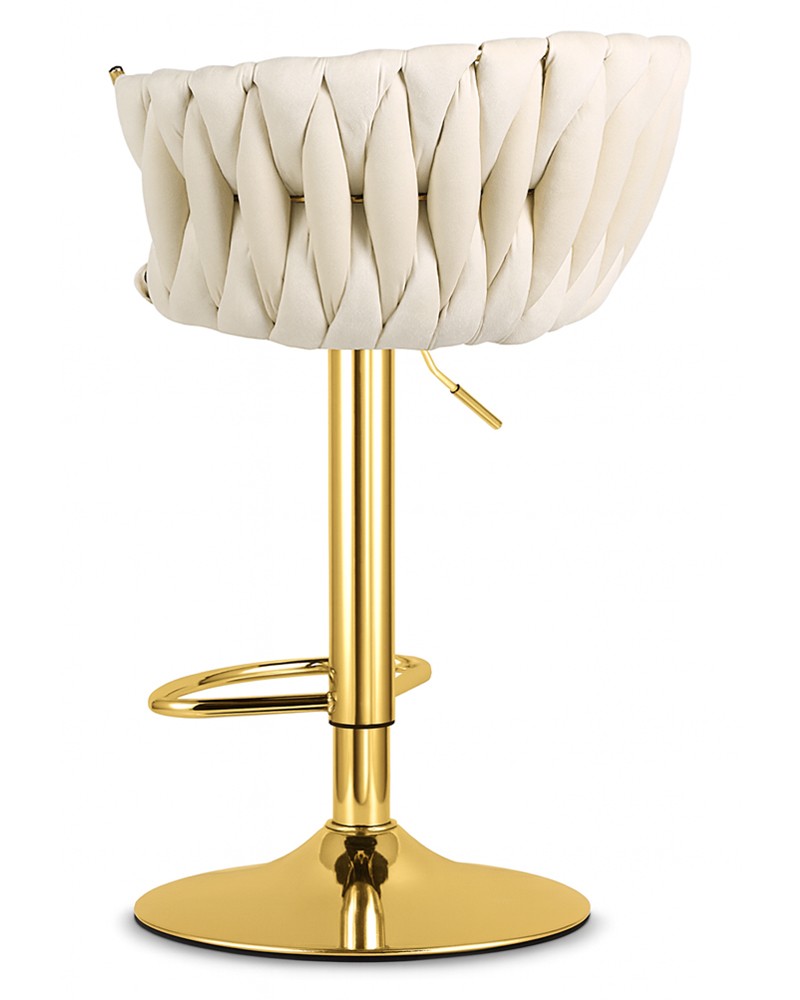 Barstol i fløjl – beige med guldfarvet stel