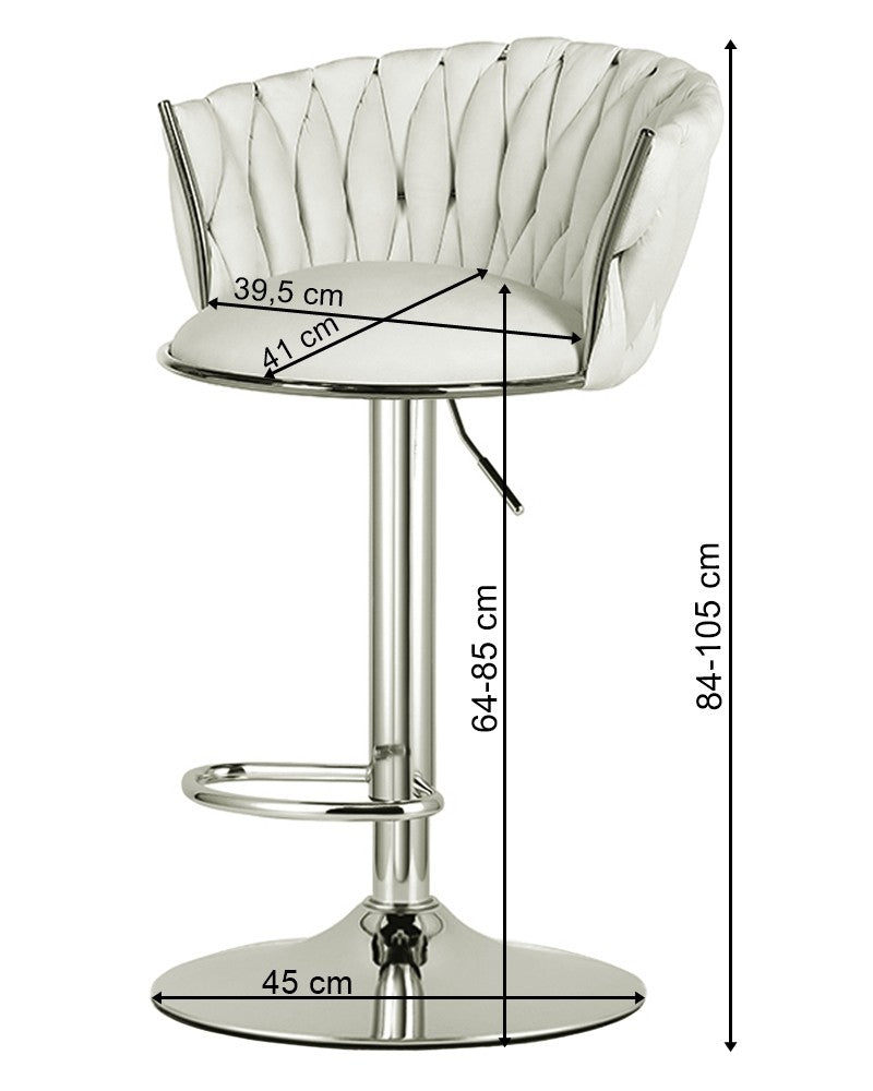 Barstol i fløjl – beige med guldfarvet stel