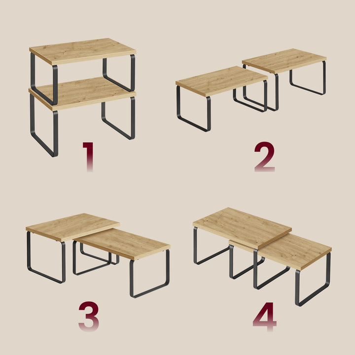 Køkkenhylder til bordplade – sæt med 2 stk. | ARTISAN OAK / sort