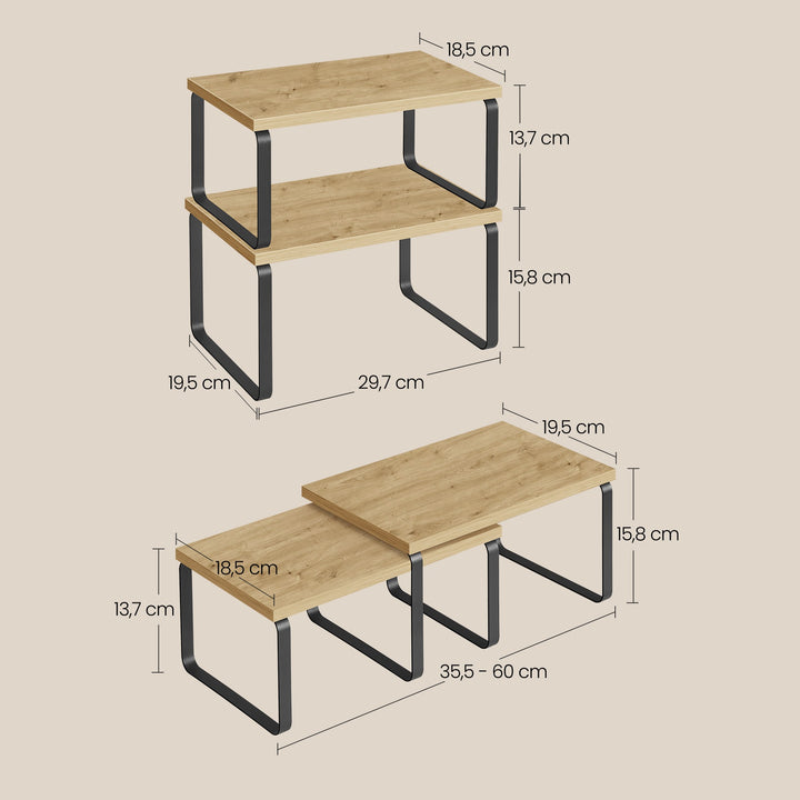Køkkenhylder til bordplade – sæt med 2 stk. | ARTISAN OAK / sort
