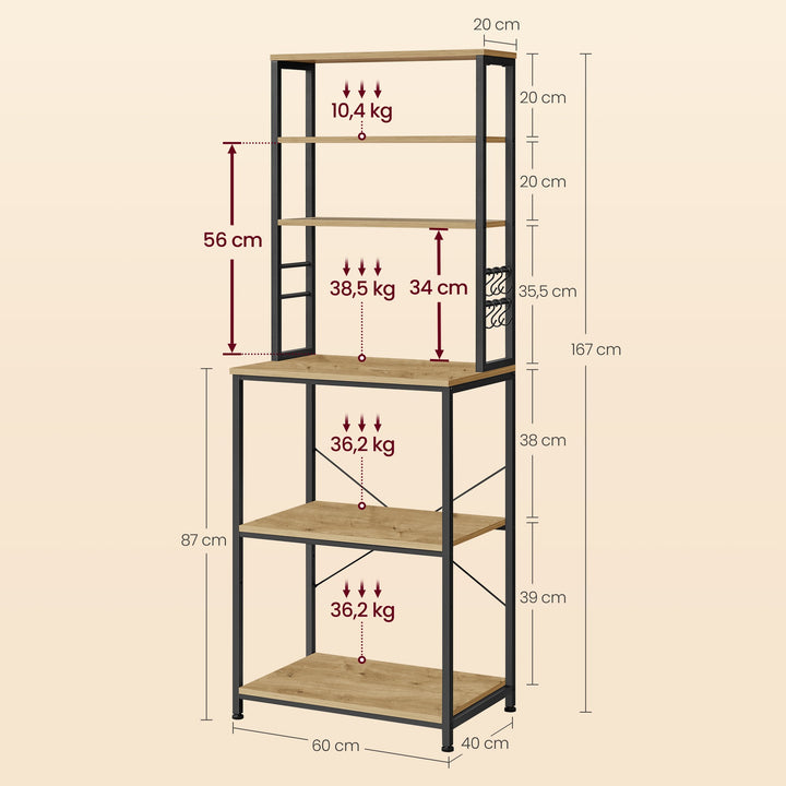 Køkkenorganizer med hylde til hvidevarer – ARTISAN OAK / sort