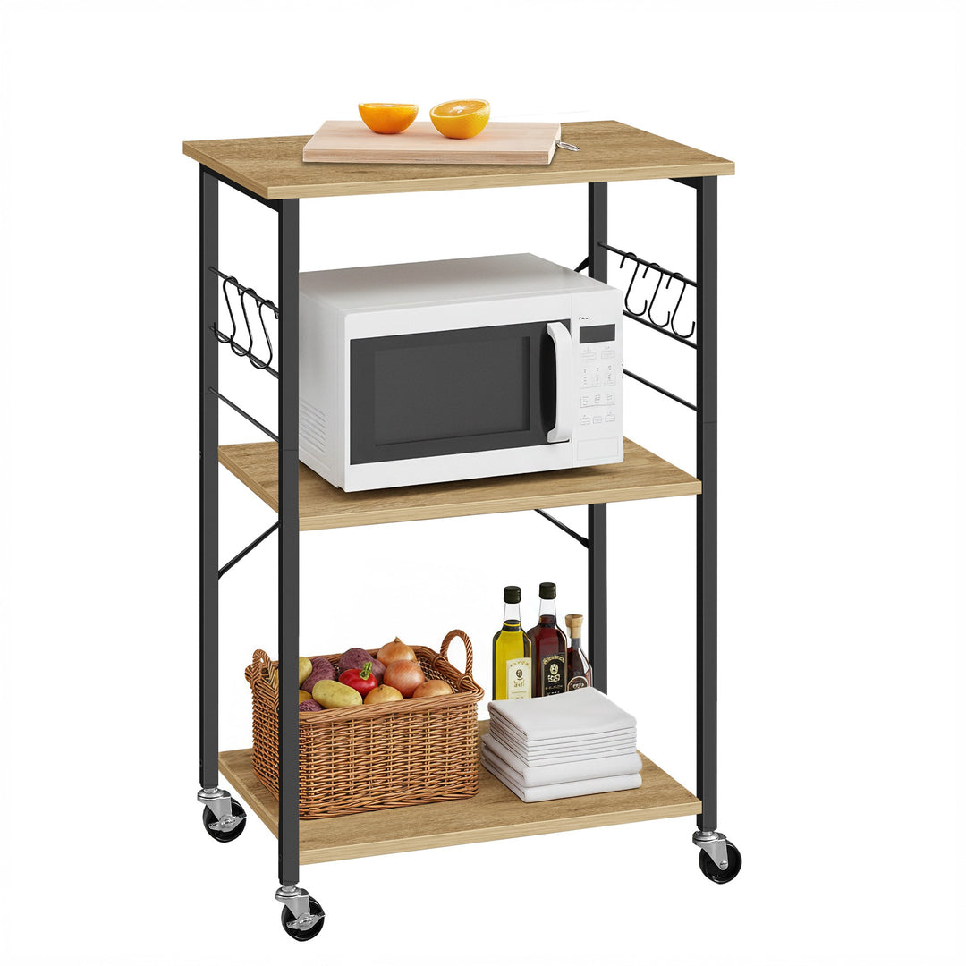 Køkkenreol på hjul – ARTISAN OAK / sort (industrielt design)