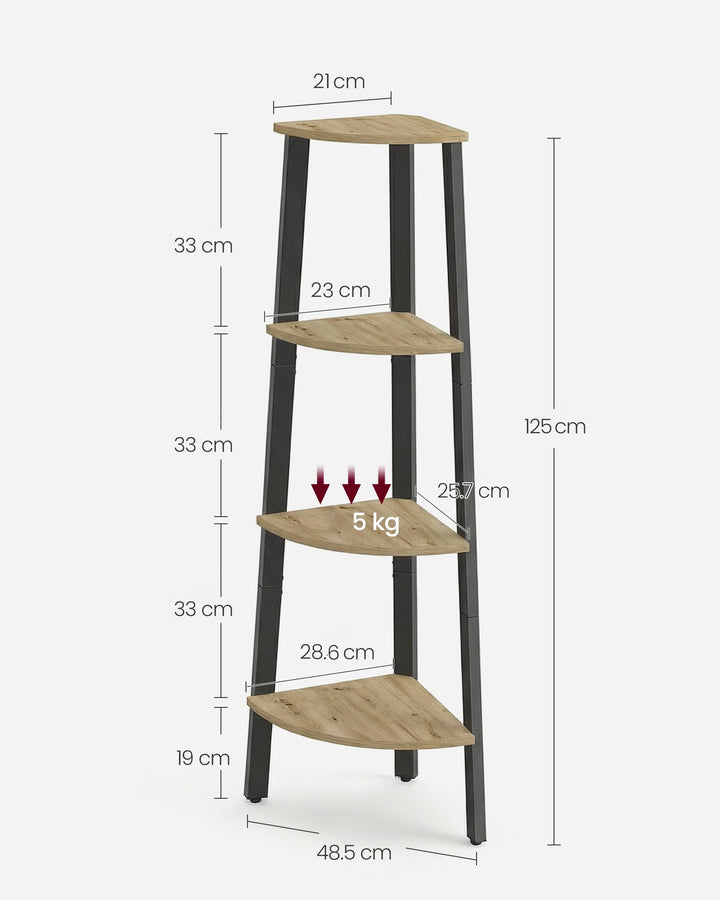 Bogreol med 4 hylder – ARTISAN OAK / sort