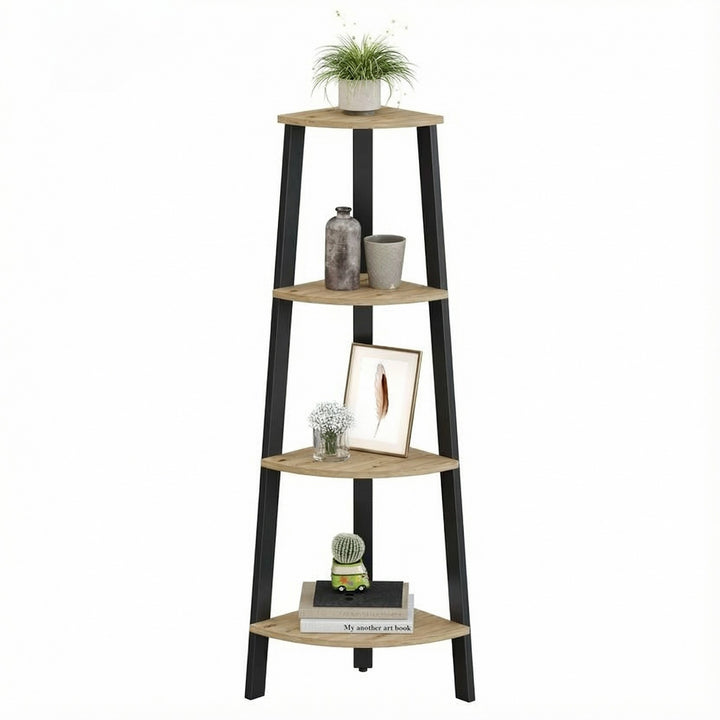 Bogreol med 4 hylder – ARTISAN OAK / sort
