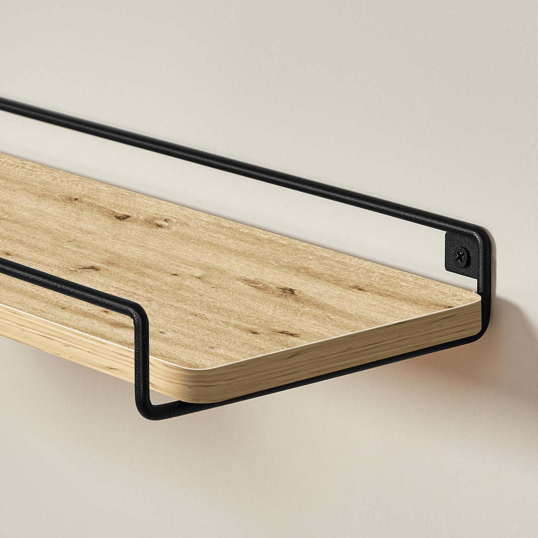 Væghylde 40 cm – ARTISAN OAK / sort
