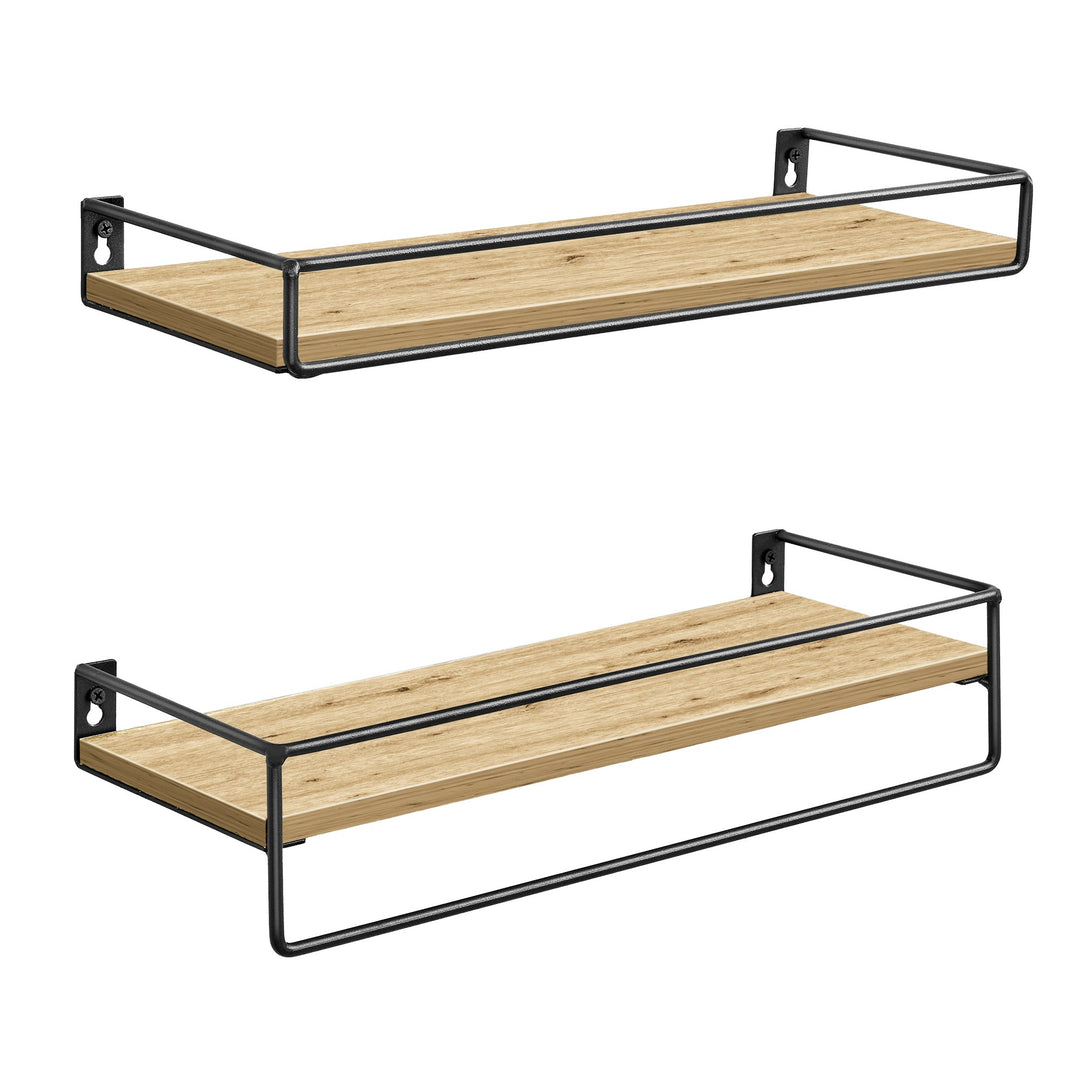 Væghylder med ophængsstang – sæt med 2 stk. | ARTISAN OAK / sort