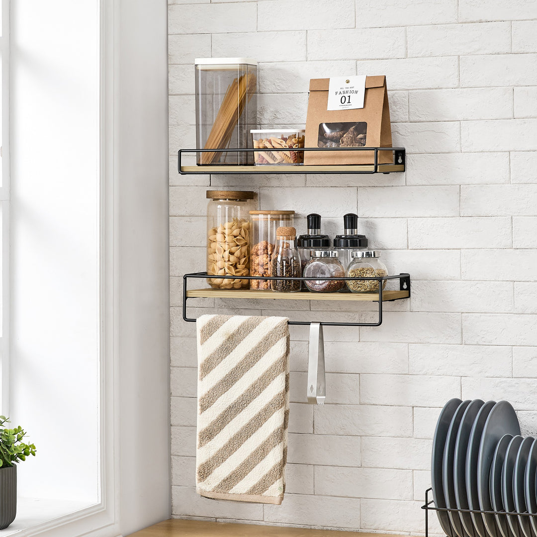 Væghylder med ophængsstang – sæt med 2 stk. | ARTISAN OAK / sort
