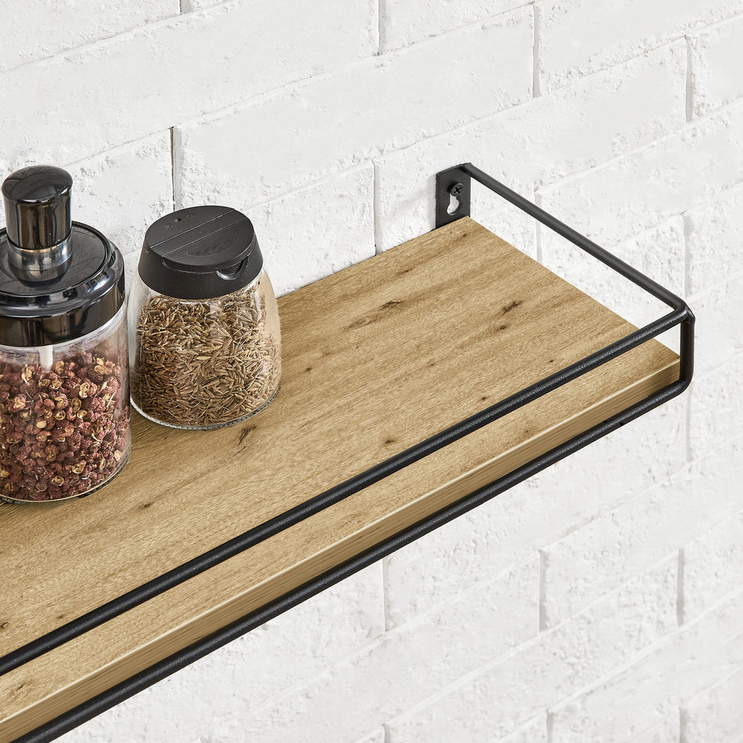 Væghylder med ophængsstang – sæt med 2 stk. | ARTISAN OAK / sort