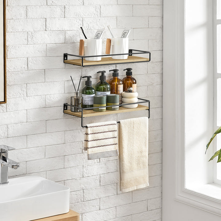Væghylder med ophængsstang – sæt med 2 stk. | ARTISAN OAK / sort