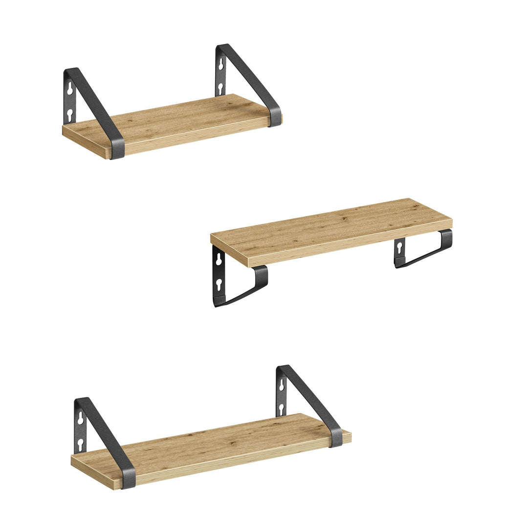 Væghylder – sæt med 3 stk. | ARTISAN OAK / sort