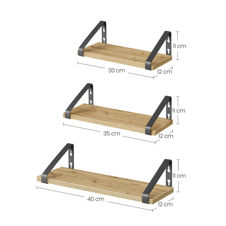 Væghylder – sæt med 3 stk. | ARTISAN OAK / sort