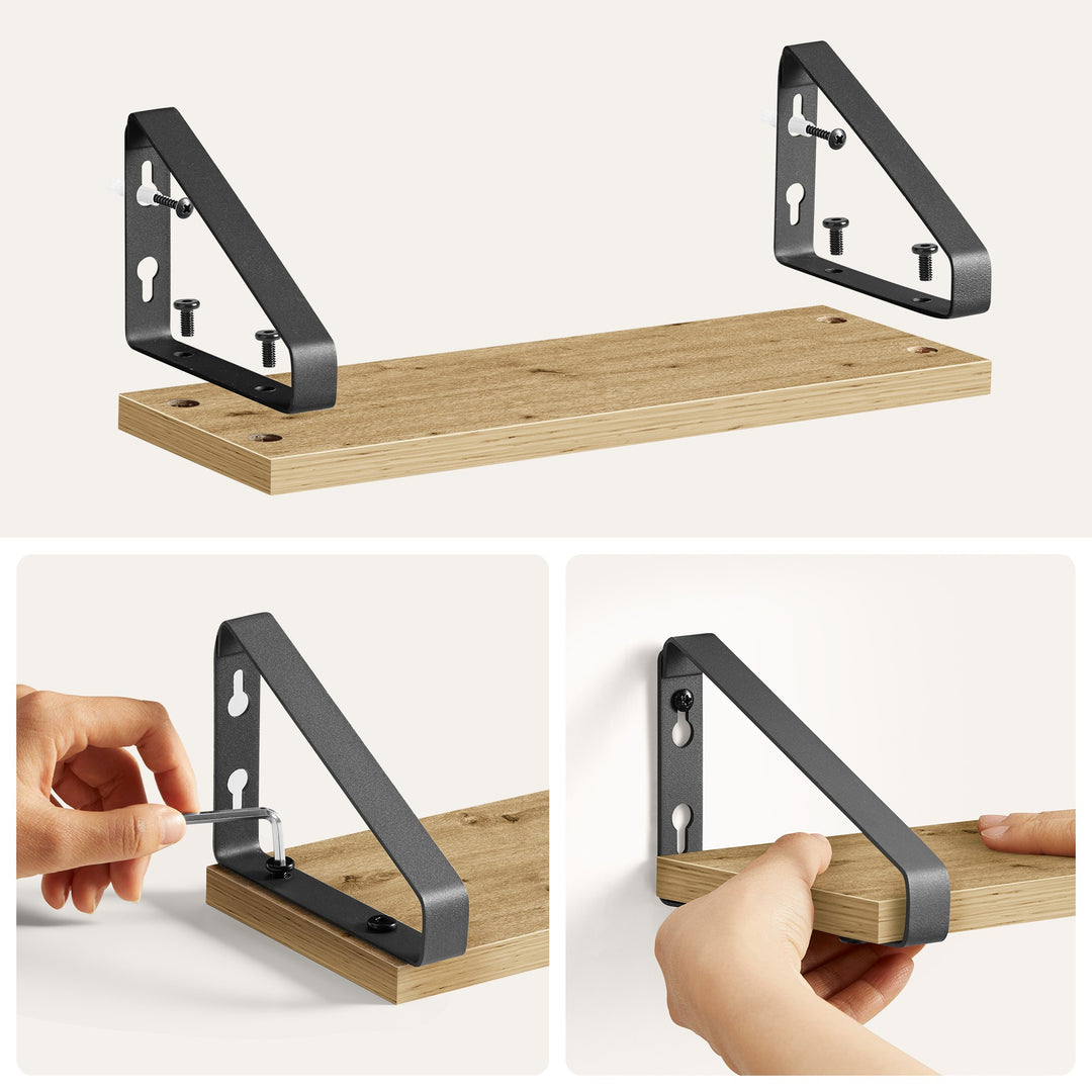 Væghylder – sæt med 3 stk. | ARTISAN OAK / sort