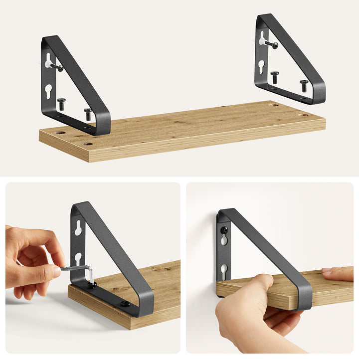 Væghylder – sæt med 3 stk. | ARTISAN OAK / sort