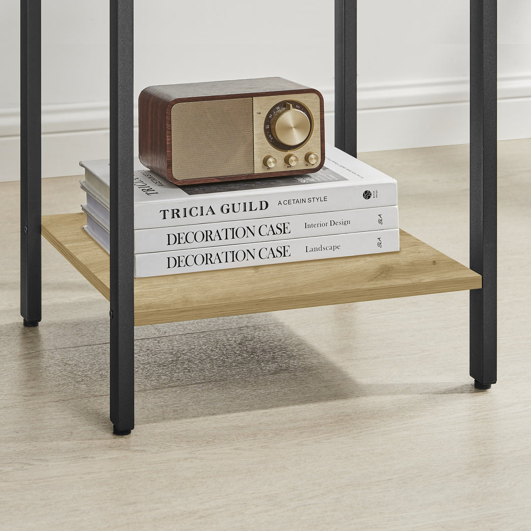 Sofa- / natbord med skuffe – ARTISAN OAK / sort