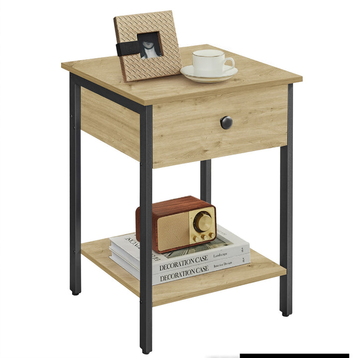 Sofa- / natbord med skuffe – ARTISAN OAK / sort