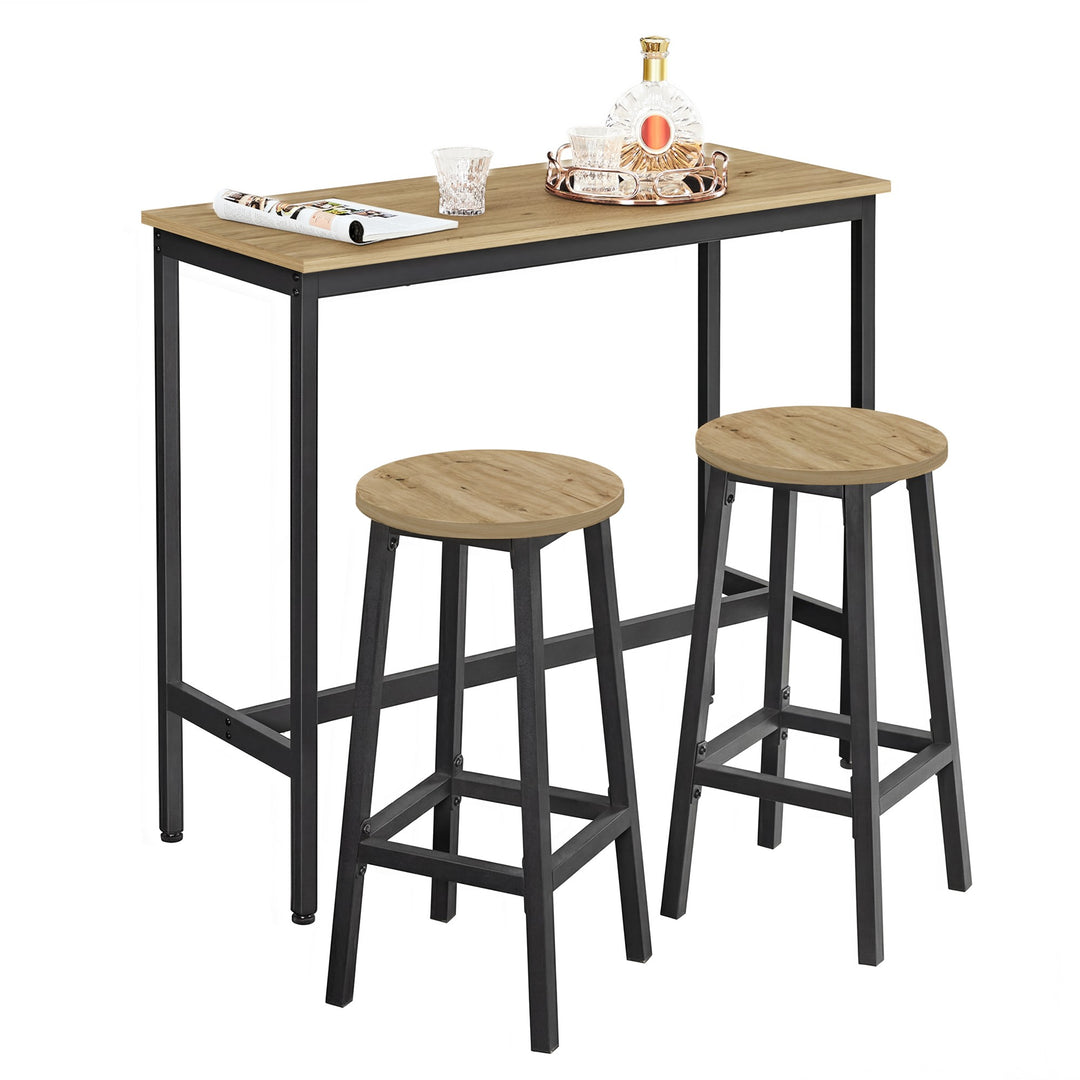 Barsæt med bord og 2 skamler – ARTISAN OAK / sort