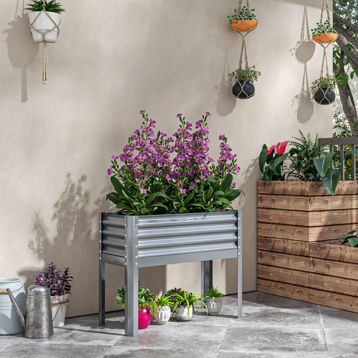 Højbed plantekasse vejrbestandig 100 cm x 45 cm x 80 cm sølv