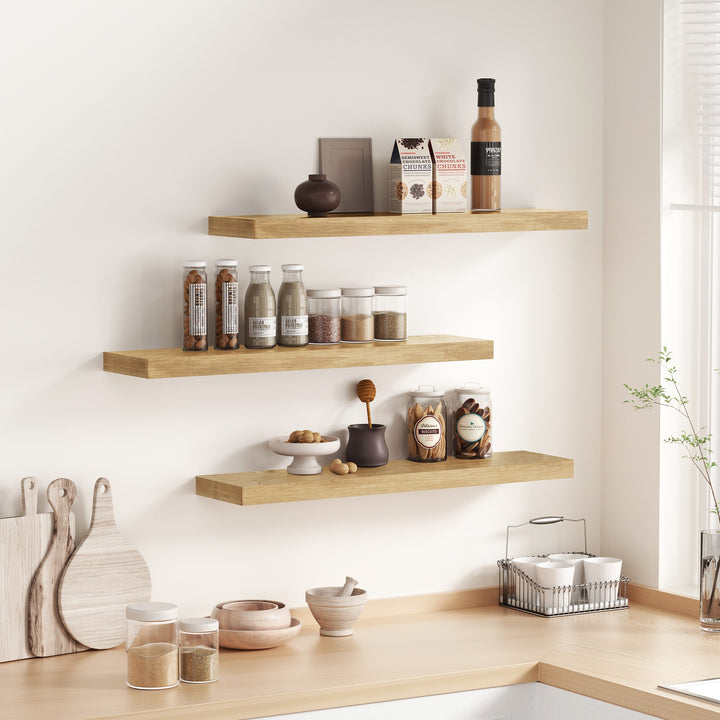 Moderne hylde, naturfarvet, stilren og pladsbesparende, 80cm