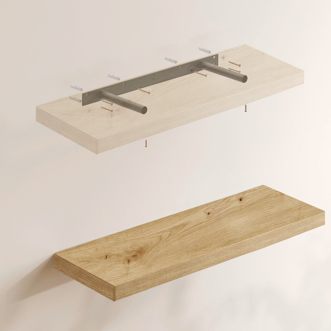 Moderne hylde, naturfarvet, stilren og pladsbesparende, 80cm
