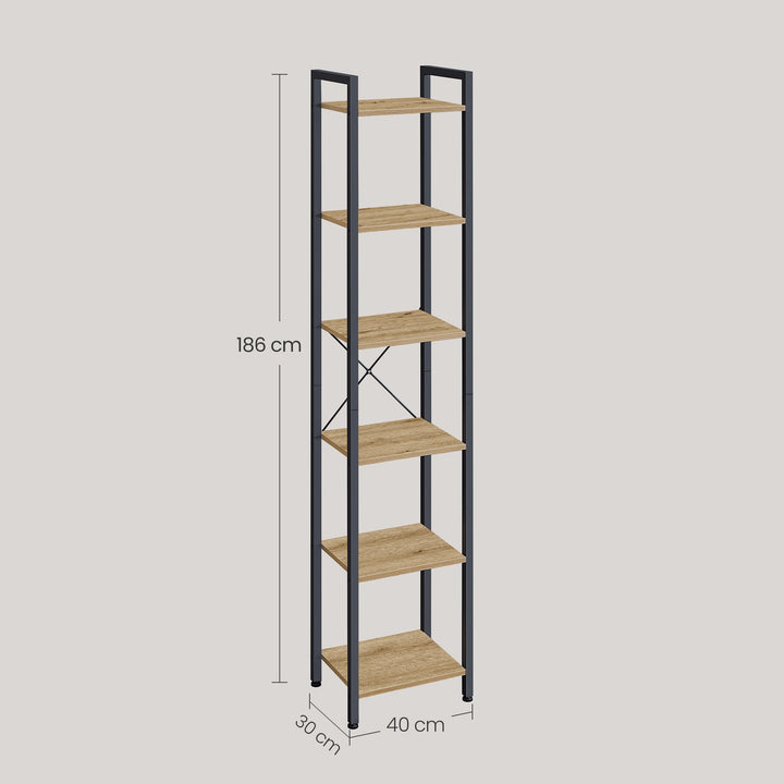 Bogreol med 6 hylder – moderne og pladsbesparende opbevaring