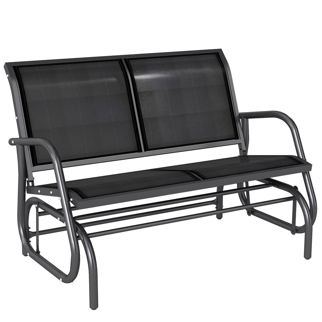 -Gyngestol med havebænk og vippemekanisme, bæreevne op til 200 kg, 120 x 70 x 85 cm, sort