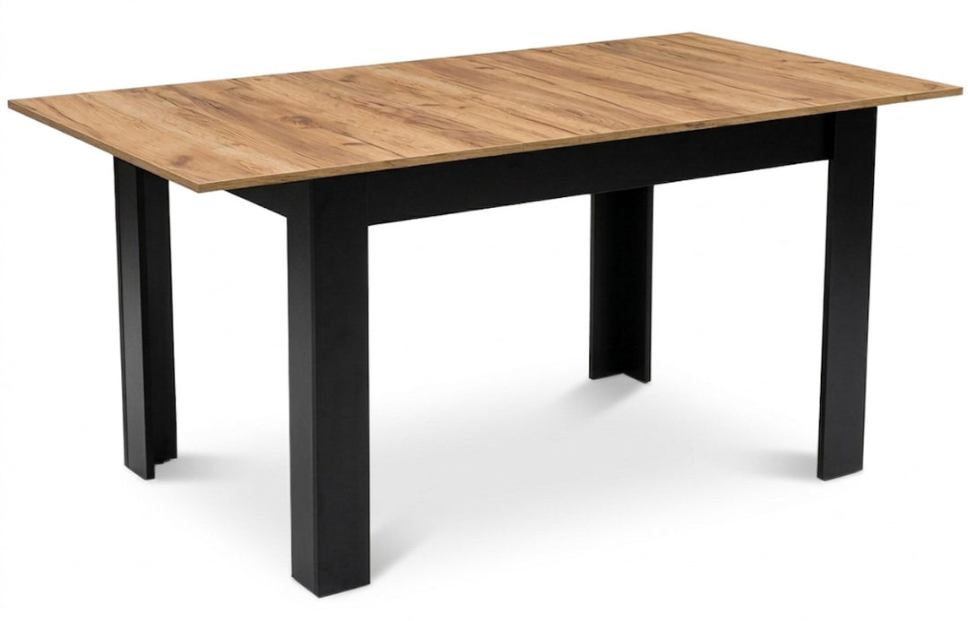 Moderne rektangulært udtræksbord, 120/160 x 80 cm, ben, sort