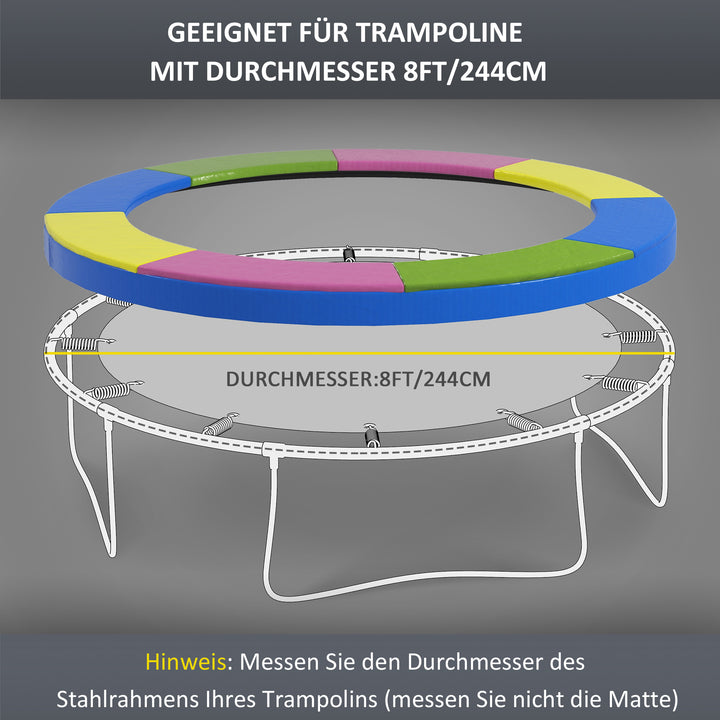 Reservekantbetræk til trampoliner, vandtæt, rivefast, ø244 cm, farverig